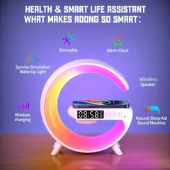 (free home delivery) Multifunctional Lamp With Bluetooth Speaker Wireless Charger Sunrise Wake-up & Alarm Clock