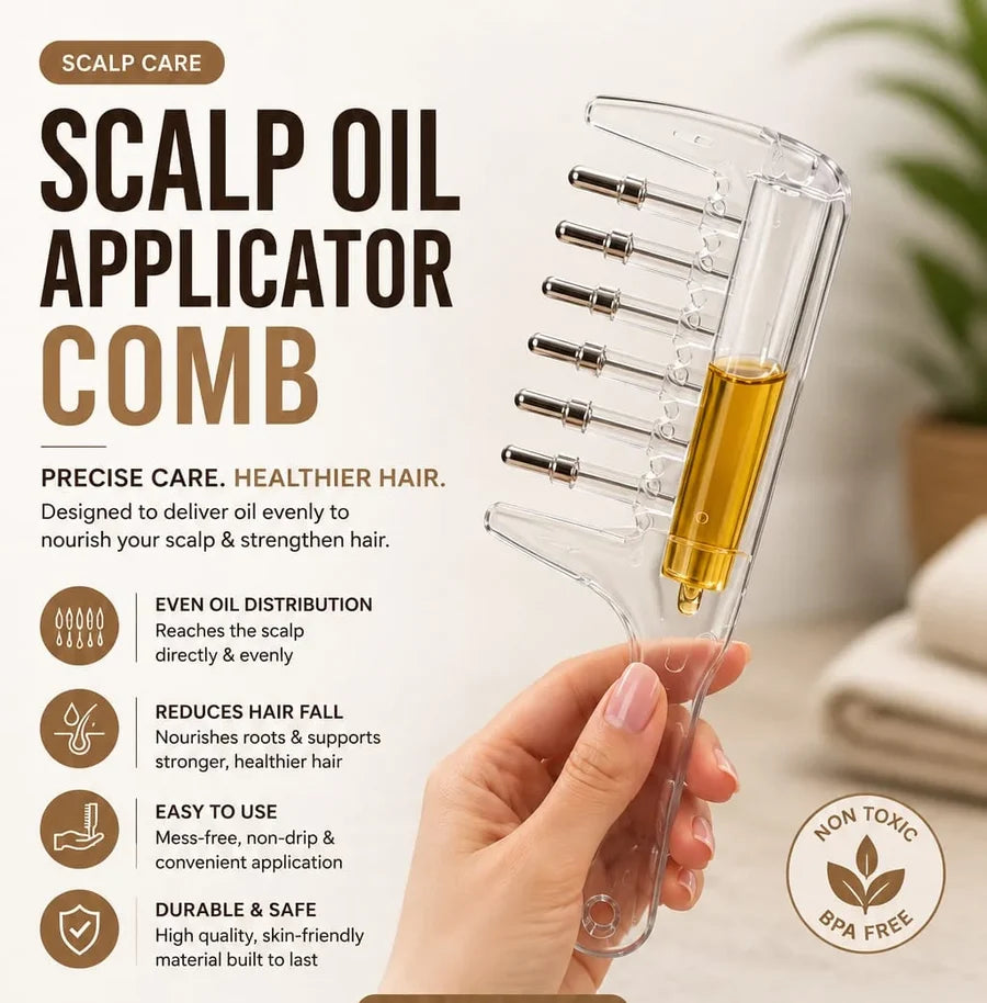 2-in-1 Hair Oil Applicator Comb with Roller Ball