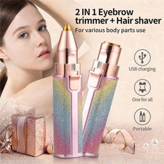 2 In 1 Rechargeable Flawless Eyebrow Hair Remover & Facial Hair Trimmer